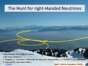 The Hunt for rightHanded Neutrinos Alain Blondel University