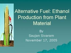 Alternative Fuel Ethanol Production from Plant Material By