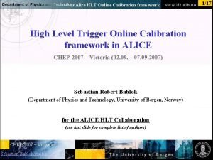 Alice HLT Online Calibration framework High Level Trigger