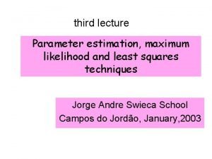 third lecture Parameter estimation maximum likelihood and least