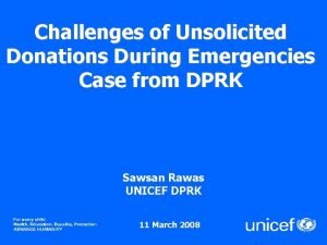 Challenges of Unsolicited Donations During Emergencies Case from