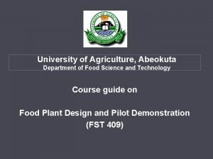 University of Agriculture Abeokuta Department of Food Science