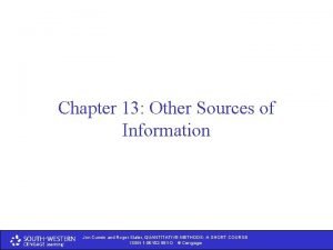 Chapter 13 Other Sources of Information Jon Curwin