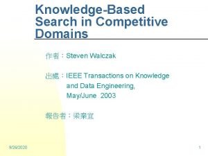 KnowledgeBased Search in Competitive Domains Steven Walczak IEEE