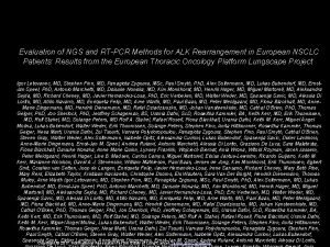 Evaluation of NGS and RTPCR Methods for ALK