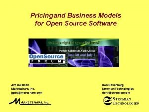 Pricing and Business Models for Open Source Software