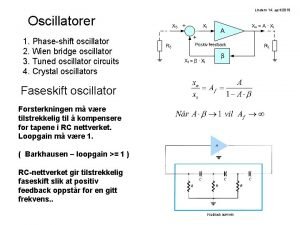 Lindem 14 april 2010 Oscillatorer 1 Phaseshift oscillator