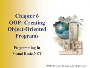 Chapter 6 OOP Creating ObjectOriented Programs Programming In