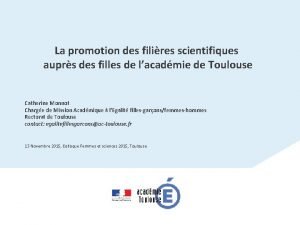 La promotion des filires scientifiques auprs des filles