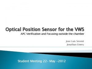 Optical Position Sensor for the VWS APC Verification