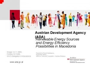 Austrian Development Agency ADA Renewable Energy Sources and