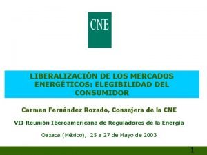 LIBERALIZACIN DE LOS MERCADOS ENERGTICOS ELEGIBILIDAD DEL CONSUMIDOR