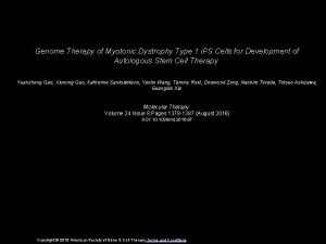 Genome Therapy of Myotonic Dystrophy Type 1 i