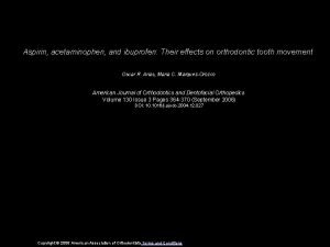 Aspirin acetaminophen and ibuprofen Their effects on orthodontic