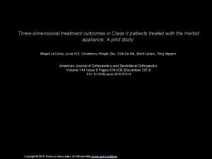 Threedimensional treatment outcomes in Class II patients treated