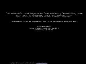 Endodontic diagnosis and treatment planning
