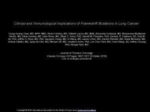 Clinical and Immunological Implications of Frameshift Mutations in