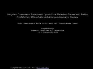 Longterm Outcomes of Patients with Lymph Node Metastasis
