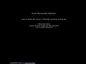 Acute Myocardial Infarction Akram W Ibrahim MD Thomas