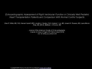 Echocardiographic Assessment of Right Ventricular Function in Clinically