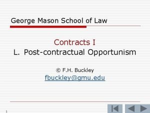 George Mason School of Law Contracts I L