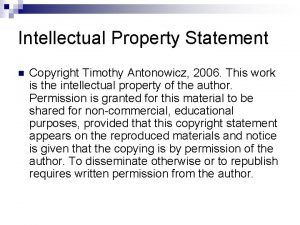 Intellectual property statement