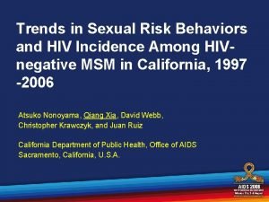 Trends in Sexual Risk Behaviors and HIV Incidence