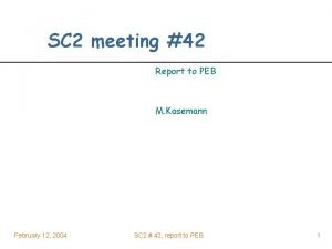 SC 2 meeting 42 Report to PEB M