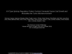 KHType Splicing Regulatory Protein Controls Colorectal Cancer Cell