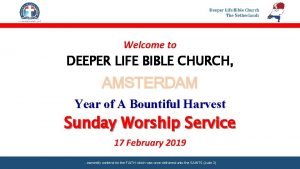 Deeper Life Bible Church The Netherlands Welcome to