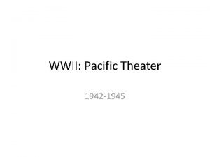 WWII Pacific Theater 1942 1945 Where we were