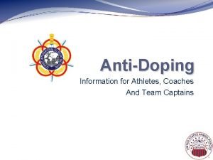 AntiDoping Information for Athletes Coaches And Team Captains