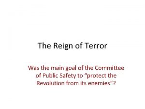 What was the goal of the reign of terror