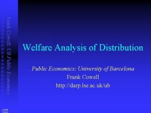 Frank Cowell UB Public Economics June Welfare Analysis