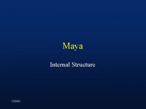 Maya Internal Structure CIS 682 Programming Interfaces MEL
