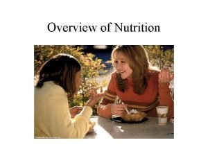 Overview of Nutrition Nutrition in Your Life Food