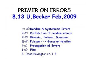 PRIMER ON ERRORS 8 13 U Becker Feb