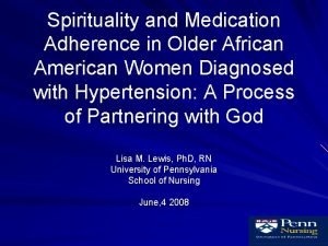 Spirituality and Medication Adherence in Older African American