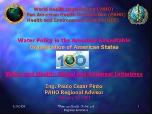 World Health Organization WHO Pan American Health Organization