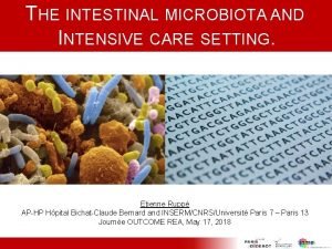 THE INTESTINAL MICROBIOTA AND INTENSIVE CARE SETTING Etienne