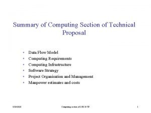 Summary of Computing Section of Technical Proposal 9292020