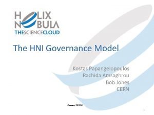 The HNI Governance Model Kostas Papangelopoulos Rachida Amsaghrou