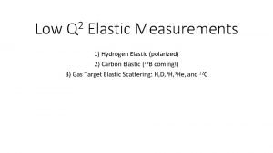 Low 2 Q Elastic Measurements 1 Hydrogen Elastic
