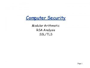 Computer Security Modular Arithmetic RSA Analysis SSLTLS Page