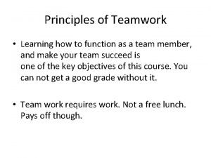 Principles of teamwork