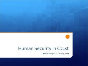 Human Security in C 21 st Theo Farrell