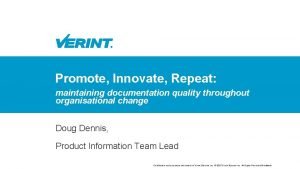 Promote Innovate Repeat maintaining documentation quality throughout organisational