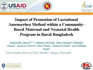 Impact of Promotion of Lactational Amenorrhea Method within