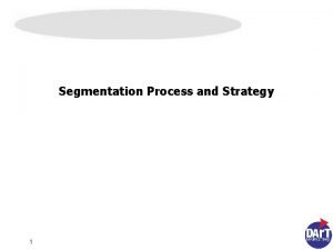 Segmentation Process and Strategy 1 Contents Segmentation Process