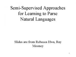 SemiSupervised Approaches for Learning to Parse Natural Languages